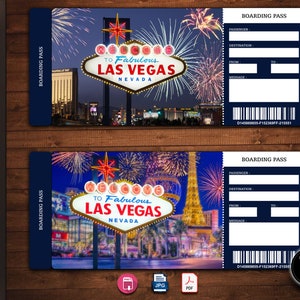 LAS VEGAS Surprise Trip Gift Ticket. Boarding Pass. Printable Ticket. Trip Ticket. Vacation Ticket.