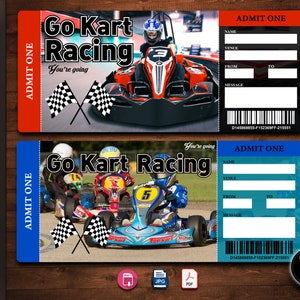 GO KART Racing Surprise Trip Tickets. Vacation Ticket. Boarding Pass. Instant Download