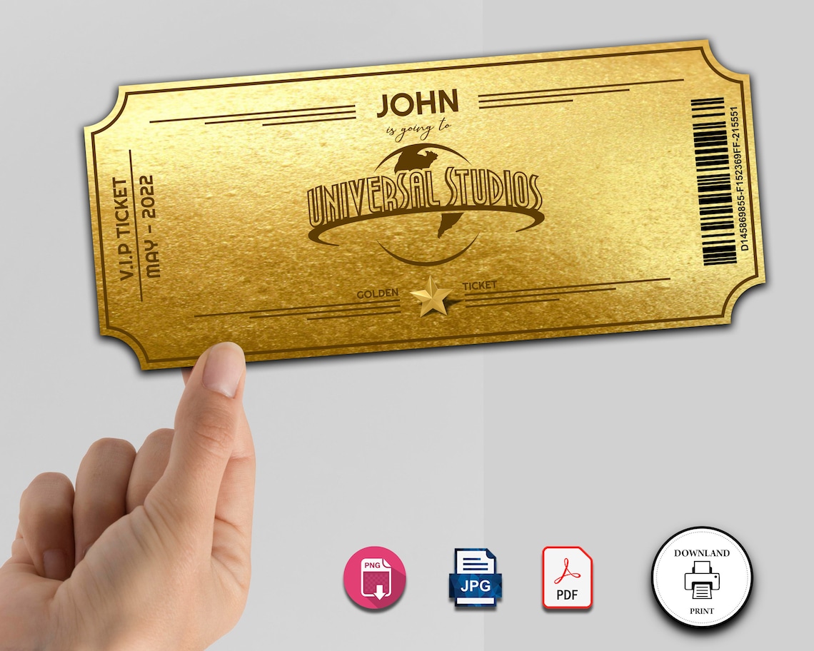 UNIVERSAL STUDIOS Surprise Trip Ticket Universal Gift Ticket Etsy