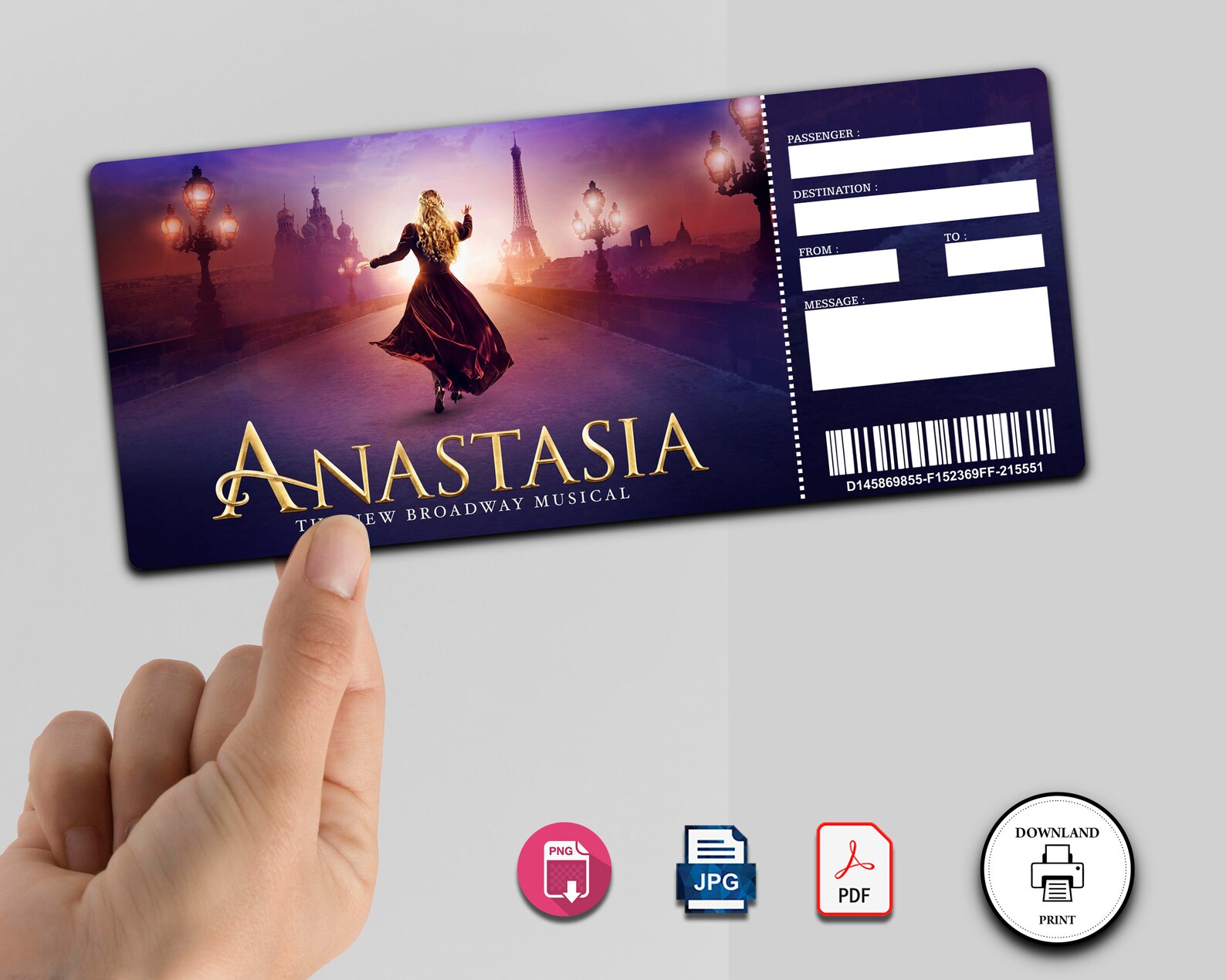 Anastasia Broadway Surprise Ticket Anastasia the Musical Etsy