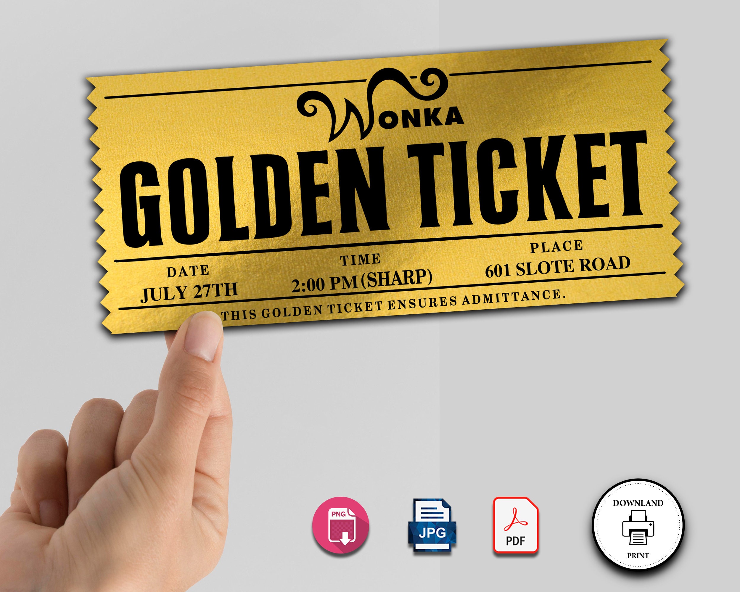 GOLDEN TICKET Editable Template Willy Wonka Charlie and the - Etsy