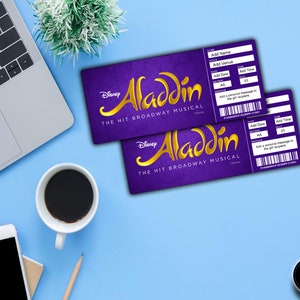 ALADDIN Broadway Surprise Ticket. Editable Musical Theatre Faux Event Admission Souvenir Keepsake. PDF Instant Digital Download. zdjęcie 5