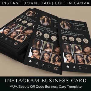 Instagram Profile Style QR Code Business Card for Makeup Artists, Lash Tech Business Card, Premade  DIY Beauty and Skincare Business Card