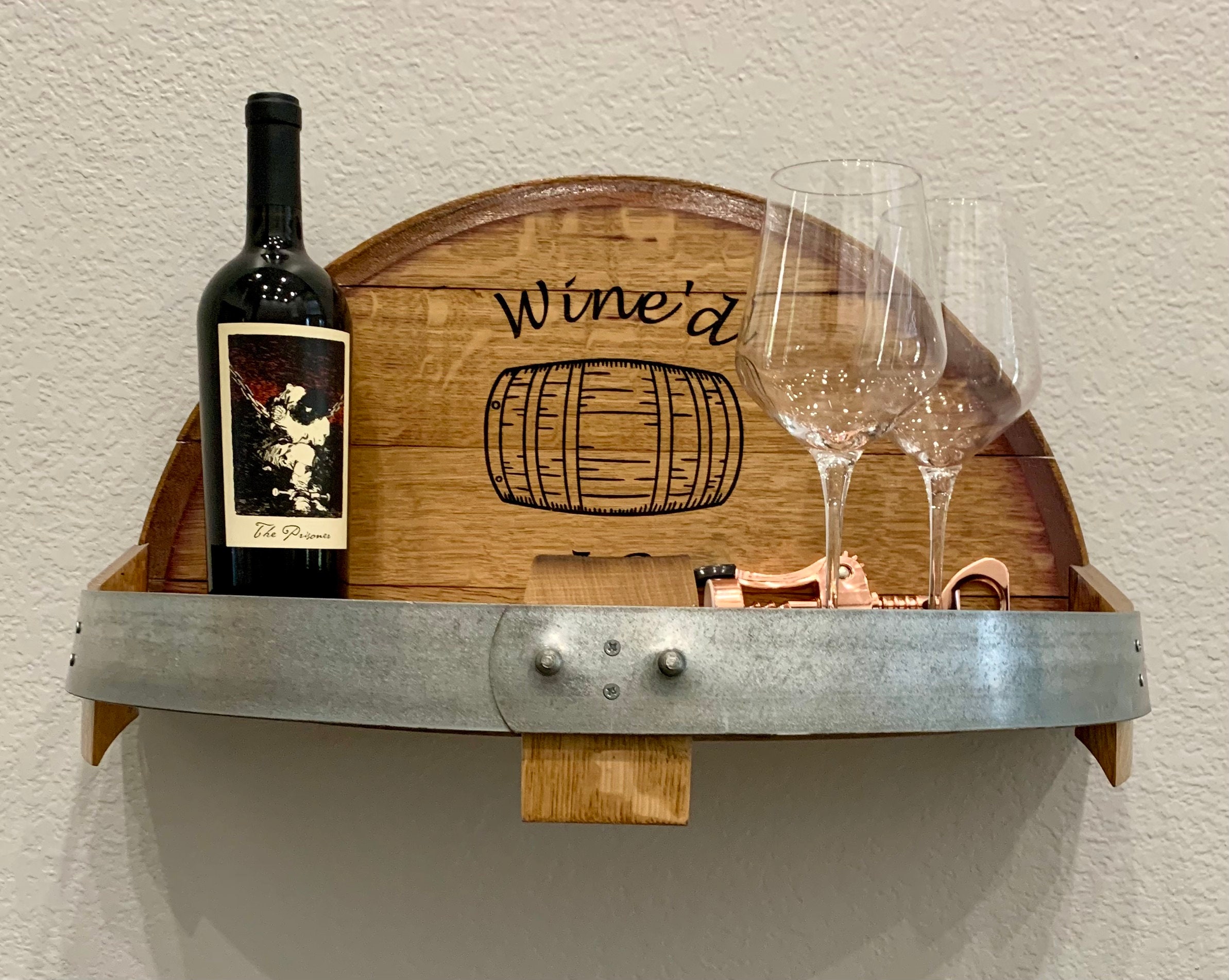 Wine Barrel Lid Wall Shelf Etsy