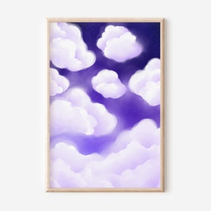 Night Sky Clouds Wall Art, Digital Cloud Art, Digital Sky Art, Cloudscape Art
