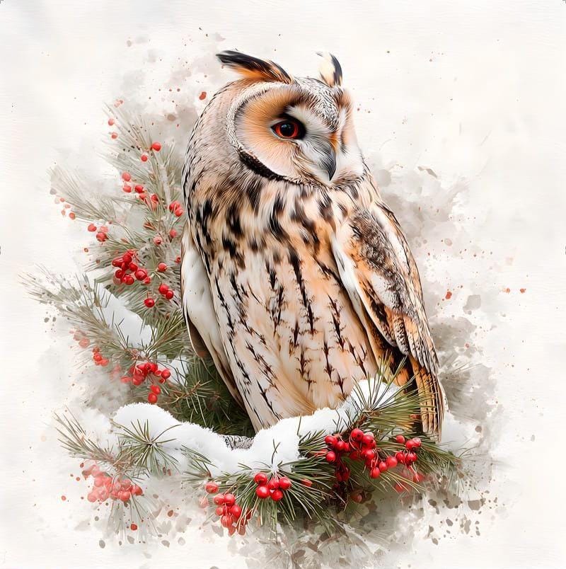 Winter Owl II - Velvet panel - upholstery velvet panel - fabric for a pillowcase - different sizes