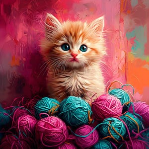 Ginger kitty in yarn -upholstery velvet panel - fabric for a pillowcase - different sizes
