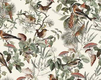 Oiseaux en forêt - Jersey Tissu coton