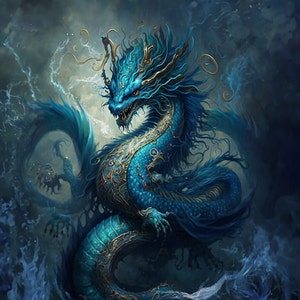 Blue Dragon - waterproof fabric panel for a bag - different sizes