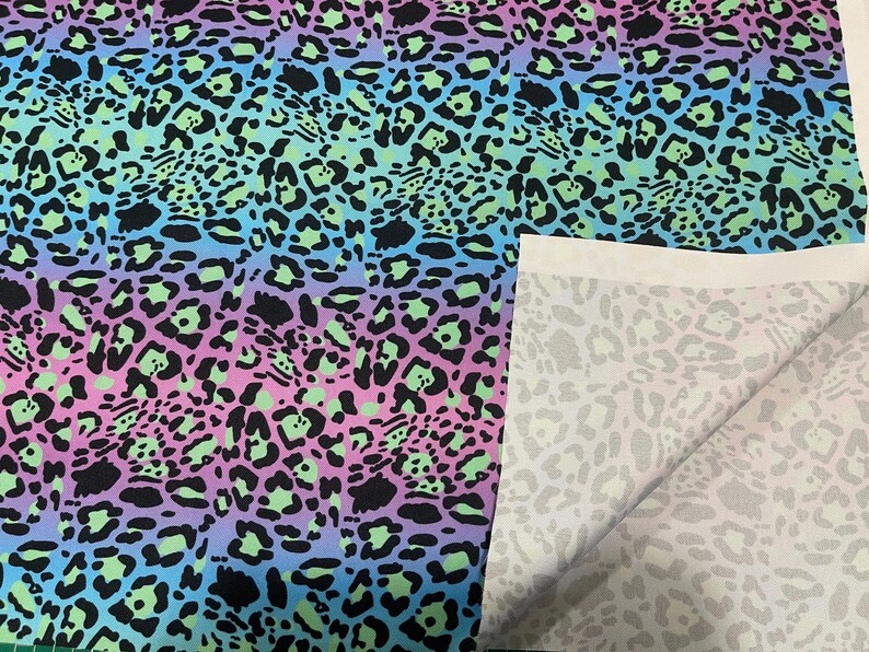 Violet-turquoise leopard pattern - waterproof Polyester fabric PN-EN 71-3: 1998 image 7