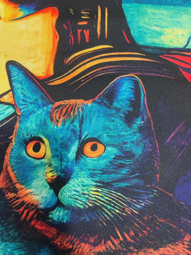 Lady With a Cat - Waterproof Fabric Panel for a Bag - Etsy