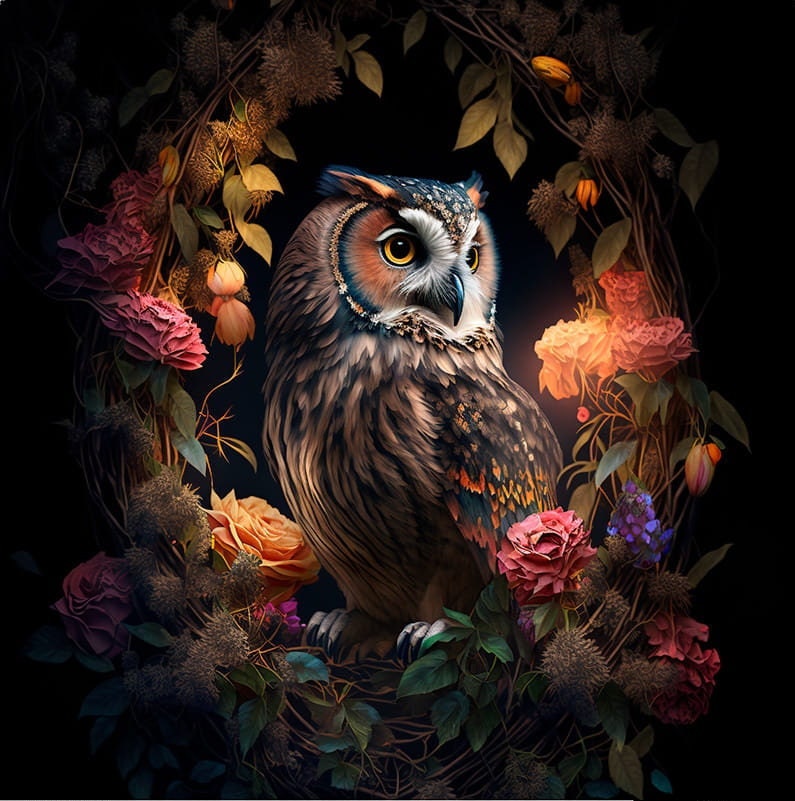 Owl - upholstery velvet panel - fabric for a pillowcase - different sizes