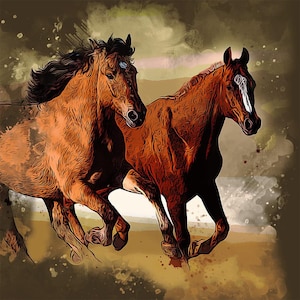 Chevaux - panneau de velours d&#39;ameublement - tissu pour taie d&#39;oreiller - différentes tailles