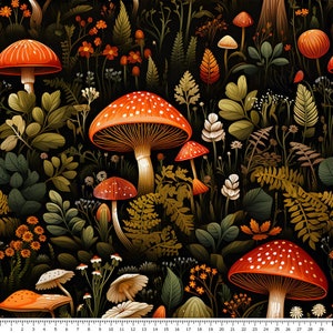 Toadstools in the Forest - 100% cotton fabric