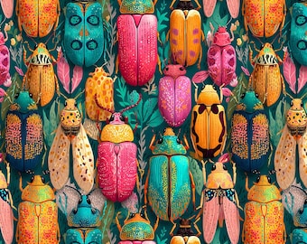 Colorful Beetles - Jersey Cotton fabric
