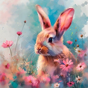 Painted Bunny - Polstersamtplatte - Stoff für einen Kissenbezug - verschiedene Größen