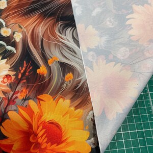 Ginger Cat in Flowers - Waterproof Fabric Panel for a Bag - Different ...