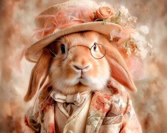 Retro Bunny I – Samtbezug – Stoff für einen Kissenbezug – verschiedene Größen