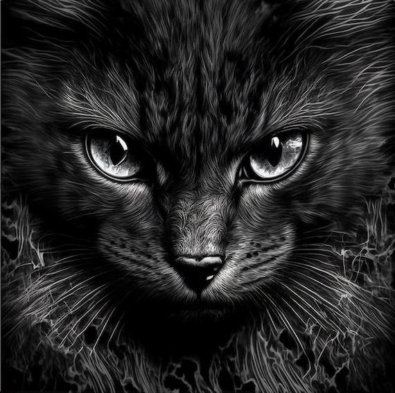 Black Cat - waterproof fabric panel for a bag - different sizes