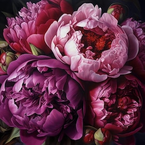 Peonies - Velvet panel - fabric for a pillowcase - different sizes