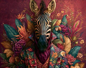 Elegantes Zebra im Anzug – Samtbezug – Stoff für einen Kissenbezug – verschiedene Größen