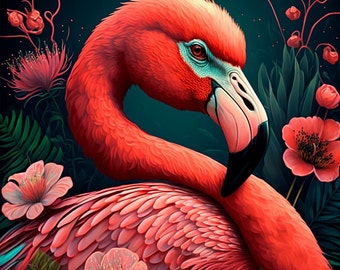 Flamant rose - Panneau en velours - tissu pour taie d'oreiller - différentes tailles