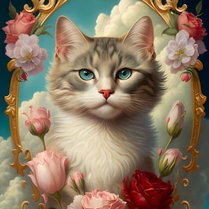 Heavenly Cat II - waterproof fabric panel for a bag