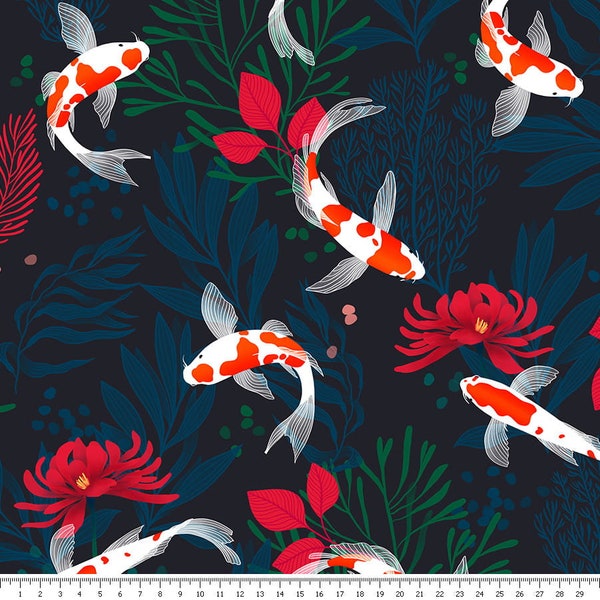 Motif Koi Fish - tissu polyester imperméable PN-EN 71-3: 1998