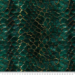 velours d'ameublement - Motif Peau de Serpent Vert et Or