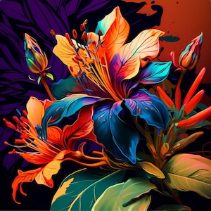 Painted Flowers - Velvet panel - fabric for a pillowcase - different sizes - upholstery
