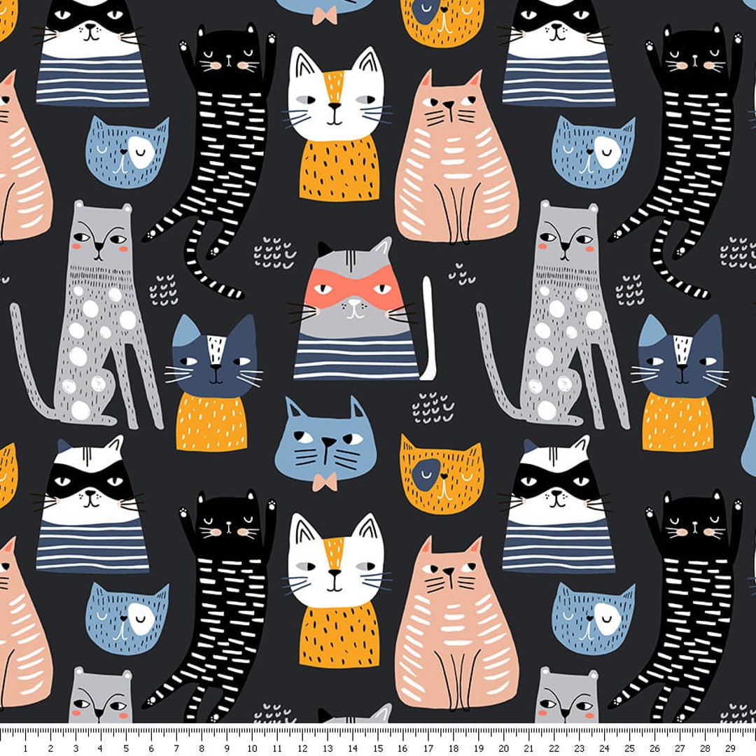 Cats - Jersey Cotton Fabric - Etsy