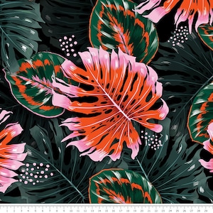 Lycra -monstera orange leaves