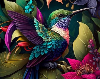 Hummingbird - upholstery velvet panel - fabric for a pillowcase - different sizes