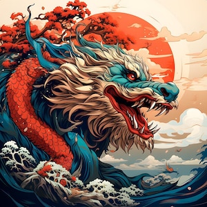 Dragon - panneau de velours d&#39;ameublement - tissu pour taie d&#39;oreiller - différentes tailles