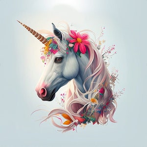 Einhorn mit Blumen - Polsterstoff-Panel aus Samt - Stoff für einen Kissenbezug - verschiedene Größen