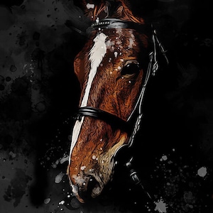 Horse on black background - waterproof panel for a bag
