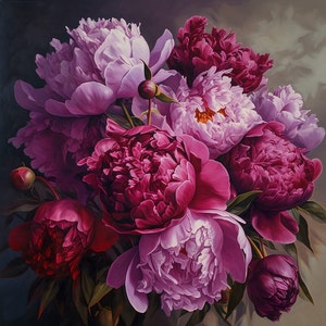 Peonies - upholstery velvet panel - fabric for a pillowcase - different sizes
