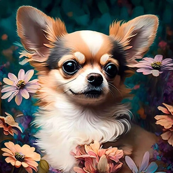 Chihuahua - Velvet panel -47x47cm / 18.5"x18.5" fabric for a pillowcase