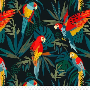 upholstery velvet - parrots in the jungle