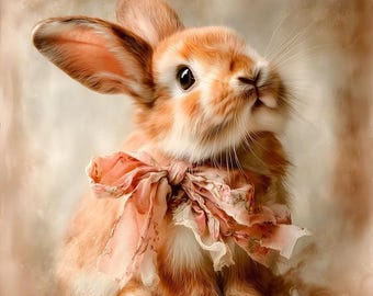 Hase mit rosa Schleife I - Polsterstoff aus Samt - Stoff für einen Kissenbezug - verschiedene Größen