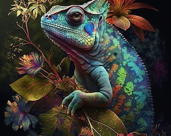 A chameleon in the jungle - upholstery velvet panel - fabric for a pillowcase - different sizes