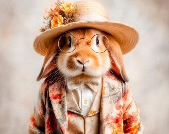 Retro Bunny II – Samtbezug – Stoff für einen Kissenbezug – verschiedene Größen
