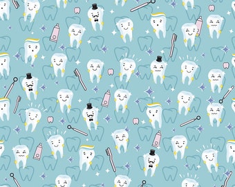 Happy Teeth - 100% cotton fabric