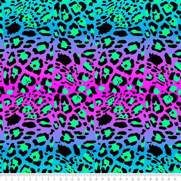 Violet-turquoise leopard pattern - Jersey Cotton fabric