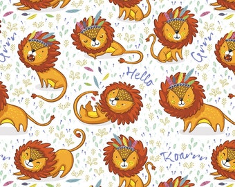 Lions - tissu 100% coton