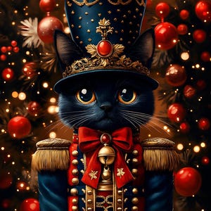 Christmas Black Cat - upholstery velvet panel - fabric for a pillowcase - different sizes