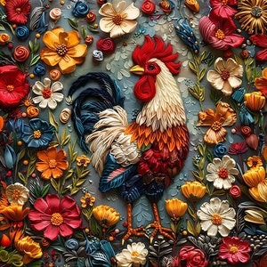 Rooster - waterproof fabric panel for a bag - 52x52 cm / 20.4&quot;x20.4&quot;