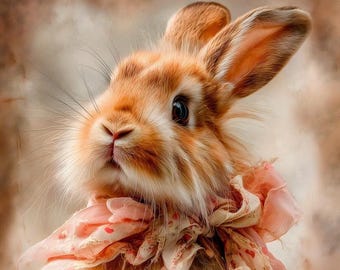 Hase mit rosa Schleife II – Polsterstoff aus Samt – Stoff für einen Kissenbezug – verschiedene Größen
