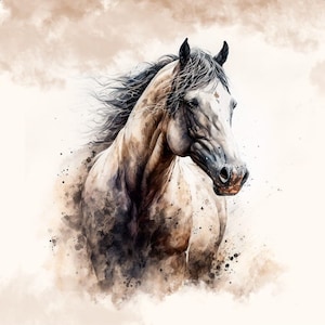 Watercolor Horse - upholstery velvet panel - fabric for a pillowcase - different sizes