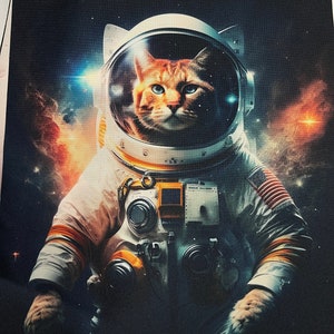 Space Cat - Waterproof Fabric Panel for a Bag - Etsy